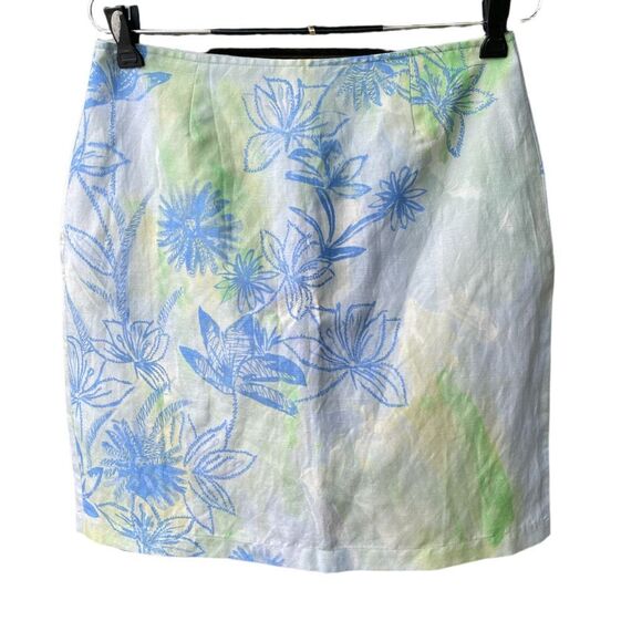 Tsunami size 8 silk linen tropical print skirt. Beach resort cruise ship. - Picture 2 of 8